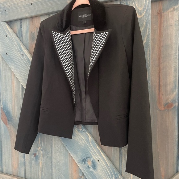 Walter Baker Black Hunter Rhinestone Suit Jacket Blazer Size Small - Picture 2 of 8